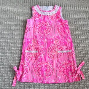 Lilly Pulitzer Pink Flamingo Floral Shift Dress with Embellished Neckline